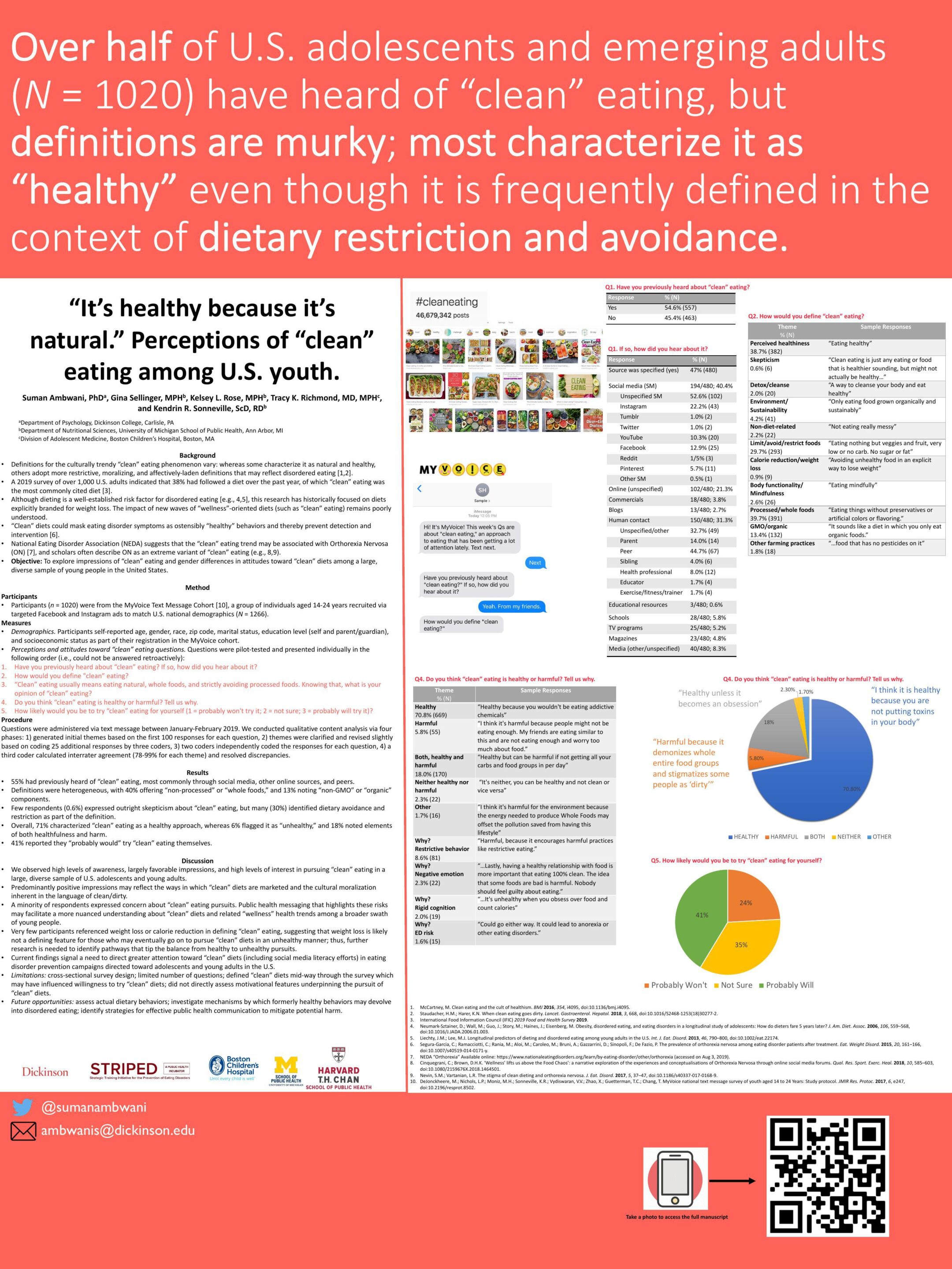 “It’s healthy because it’s natural.” Perceptions of “clean” eating among US adolescents and emerging adults